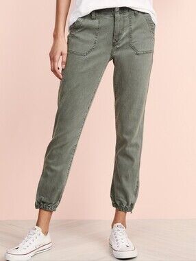 PAIGE Olive Green Mayslie Cropped Jogger Jeans